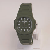 Mens Light Weight Watch With Fibre Material  Strap Green